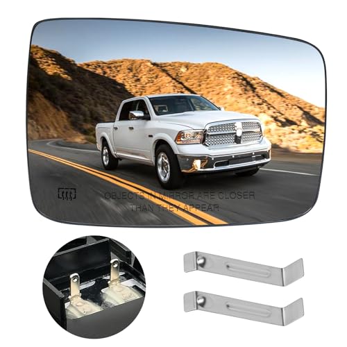 Image of Ram Passenger Right Side Mirror Glass Replacement for 2009-2018 Dodge Ram 1500 2500, Exterior Power Heated Convex Mirrors Glass 68050298AA, 68079362AA