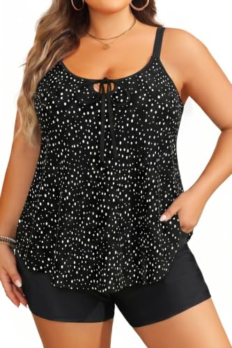 Image of Daci Women Plus Size Tankini Swimsuit - 2 Piece Flowy Plus Size Bathing Suits and Shorts with Pockets 2025