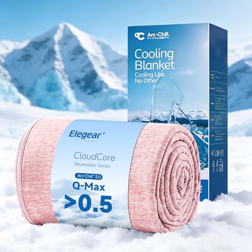 Image of Elegear Arc-Chill 3.0 Cooling Blanket for Hot Sleepers, Twin Size, Pink | Q-Max>0.5 Cooling Fabric, Absorbs Heat to Keep Body Cool, Breathable Summer Blankets for Night Sweats & Menopause, 59 inchx79 inch
