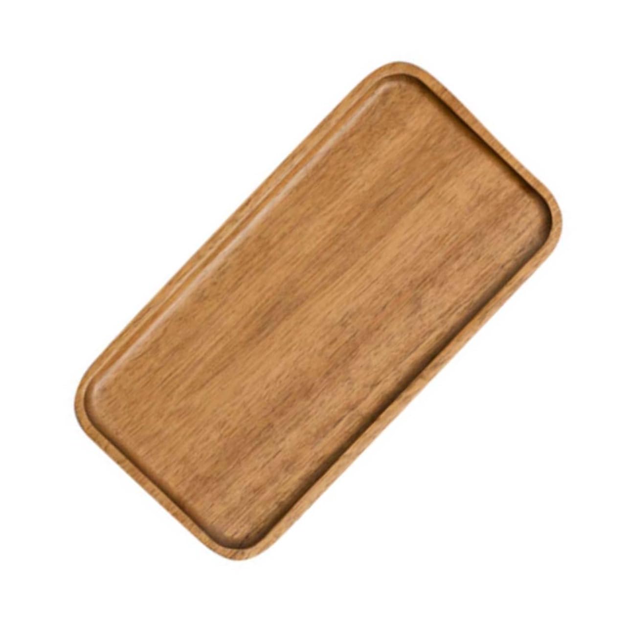 STOBAZA Tea Tray Wooden Snack Serving Tray Japanese Style Small Cake Plate for Breakfast Desserts Fruits and Snacks Household Tableware Brown