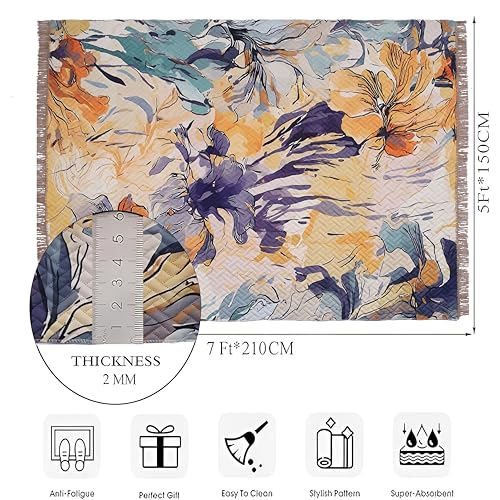 Image of Sparrow World Holland Velvet Quilted Printed Foam Padded Carpet - Premium Home Decor Rug for Living Room, Bedroom, Kitchen, Drawing Room, Hall, Guest Room (5 x 7 Feet) (Multi-Flower)