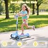 SIMATE Electric Scooter for Kids Ages 3-12, 3 Adjustable Heights, Foldable & LED Display & Thumb Throttle, 5MPH Safe Speed, 90min Riding, Full Body Lights Up, 3 Wheel E-Scooter for Kids Boys Girls
