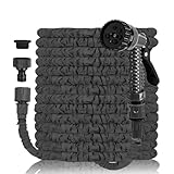 Tuyau d'arrosage extensible de 30,5 m, léger, anti-fuite, extensible avec 7 buses de pulvé...