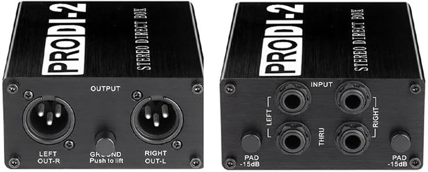 1 PCS ProDI-2 Passive Stereo Direct Box Audio DI Box Direct Injection Box Low Noise Guitar DI 2 Channel Audio Converter