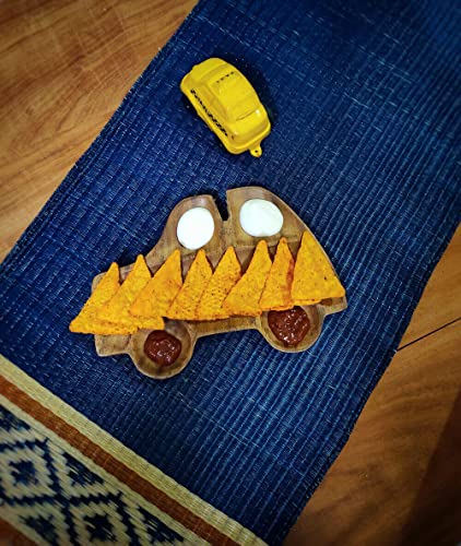 Image of Wooden Platters| Rosewood Serving Platter with Smooth Surface| Handcrafted Decorative Trays for Serving Snacks Fruits Desserts| Car Shape Appetizer Plate