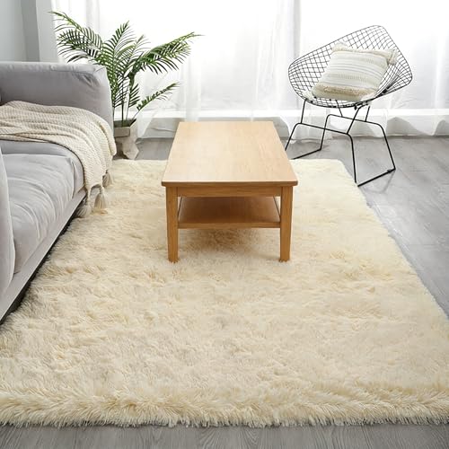 Tapis décoratif de style moderne crème doux et antidérapant