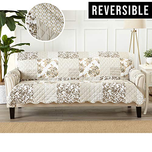 Great Bay Home GB35725-CA Patchwork Scalloped Printed Furniture Protector Stain Resistant Sofa Cover thumb #3