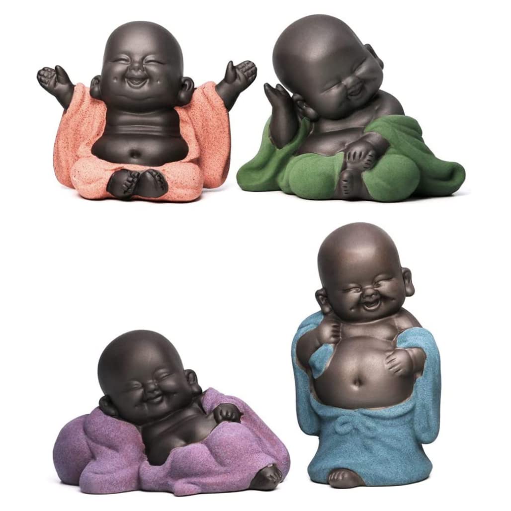 Figurines de Bouddha Riant mignonnes pour décoration zen du salon et bureau moderne