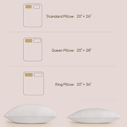 Vista 80 de BHZ Juego de 2 almohadas de plumas de ganso tamaño Queen, almohadas de cama de la colección de hotel para dormir, almohada de apoyo suave