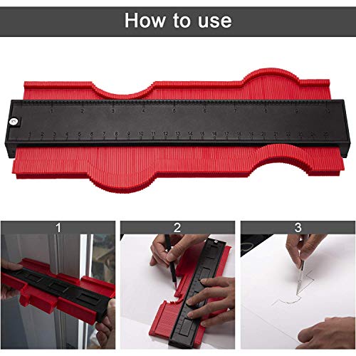 Plastic Contour Gauge 10 Inch - Profile Gauge Measure, for Precise Measurement Tiling Laminate Wood Marking Tool For Perfect Fit and Easy Cutting, Perfect Gift for Dad Men Husband (Red) - Thumbnail 2