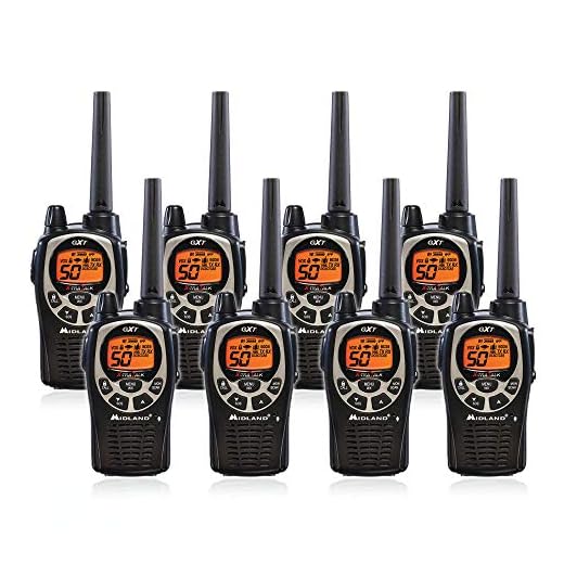 Midland GXT1000VP4 50 Channel GMRS Two-Way Radio - Up to 36 Mile Range Walkie Talkie - Black/Silver (Pack of 8)
