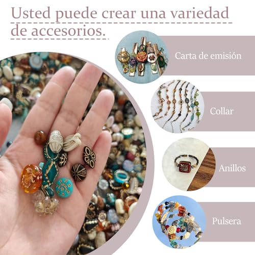 Mezcla de cuentas antiguas de acrílico y material calado retro con goma elástica 8
