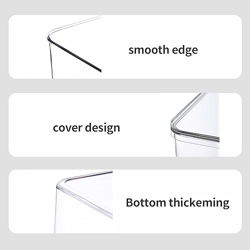 Lidded Plastic Storage Bins Set Clear Desk Basket Box Organizer Kitchen Container Clothes Laundry Closet Cabinet Shelf, Organization and Storage for Shelves Office Bathroom(clear 3XL+2M)(clear 3XL+2M)
