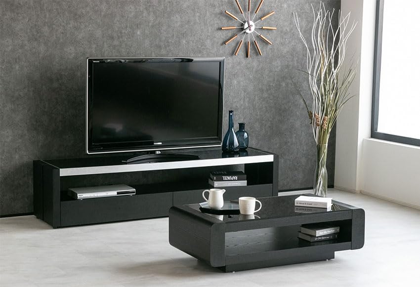 N.Modern ブラックスモークガラスセンターテーブル 120×60cm