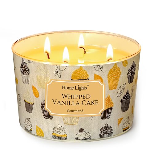 HomeLights Velas perfumadas para mujer y hombre, frascos de 18oz, aromaterapia, vela de 4 mechas, ideal para decoración y regalos con un estilo rústico y moderno, pastel de vainilla batida