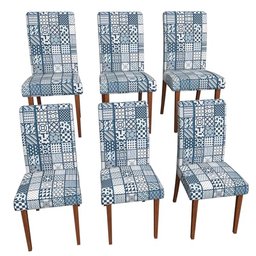 Stretchable Chair Covers Elastic Sofa Slipcovers Washable Furniture Protector for Living Room Dining Room Home Decor 4 Pieces Set (R,6pcs)