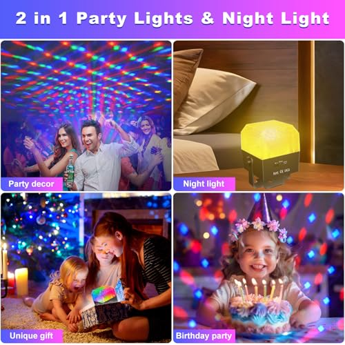 DJPTYGCK Disco Party Lights, Bedroom Decor Night Light Projector with 3 Color Warm White Light+RGB Disco Ball Effect Dj Strobe Lights for Home Parties Dance Christmas Halloween Decor Surprise Gifts — view 2