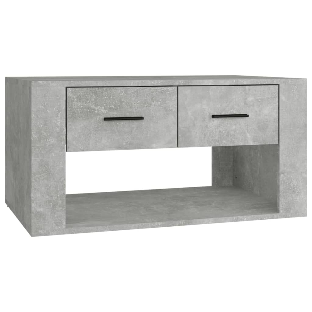 Générique Stolik kawowy Szary Beton 80x50x40 cm Drewno inżynierskie | 2 szuflady do przechowywania, wytrzymała góra, łatwa do czyszczenia, instrukcja montażu w zestawie