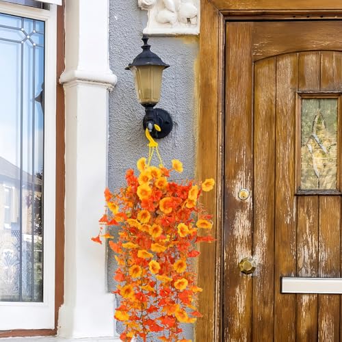 Fleurs artificielles résistant aux UV : 4 suspensions d'automne extérieur - 7