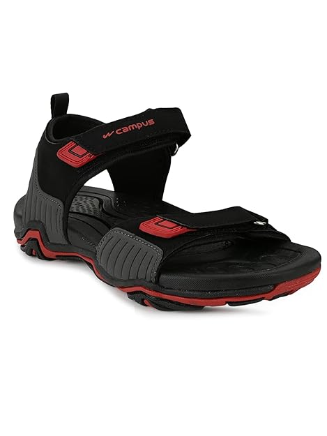 Campus Childs SD-050C BLK/D.GRY/RED Outdoor Sandals -3 UK/India
