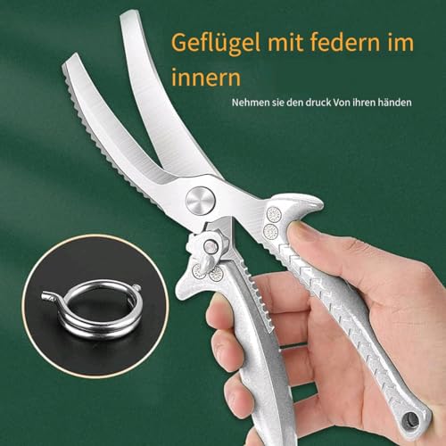 Upgrade Heavy Duty Stainless Steel Kitchen Scissors with Serrated Edge, Ultra Sharp Professional Poultry Shears for Bone, Chicken, Meat, Fish, Turkey, Vegetables, BBQ Scissors Gold - Image 3