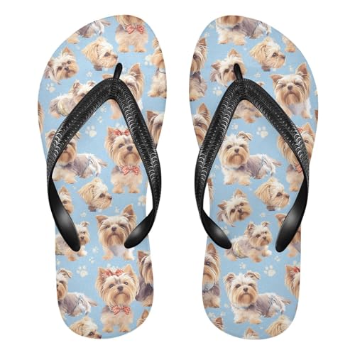 siphylline Chanclas de goma para perros Yorkshire Terrier, antideslizantes, para verano, color azul, Yorkshire Terrier Dogs Chic Blue, X-Large
