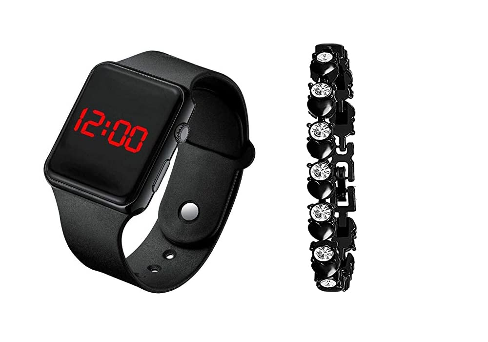 CORXIL Fashion Digital Day and Date Dial Square and Rectangular Display Kids Stylish Watche with Bracelet (Black) (B09RZNNRLQ) Amazon Price History, Amazon Price Tracker