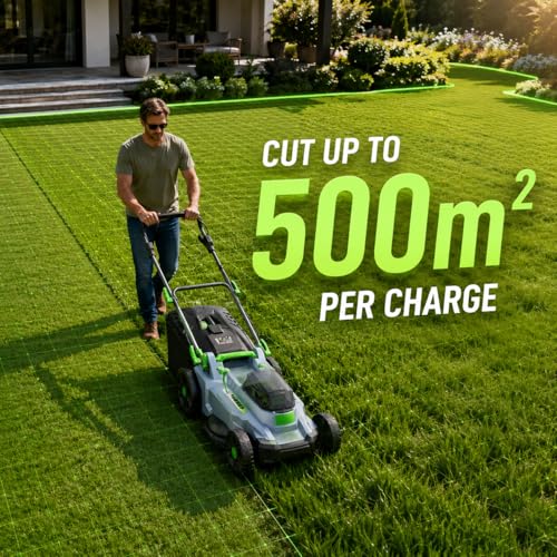 40V Cordless Lawn Mower, 17-Inch Walk Behind Lawnmower with 2 x 20V 4.0Ah Battery, Brushless Motor, 6 Cutting Heights, 50L Grass Bag, for Garden/Patio/Yard/Lawn - Image 4