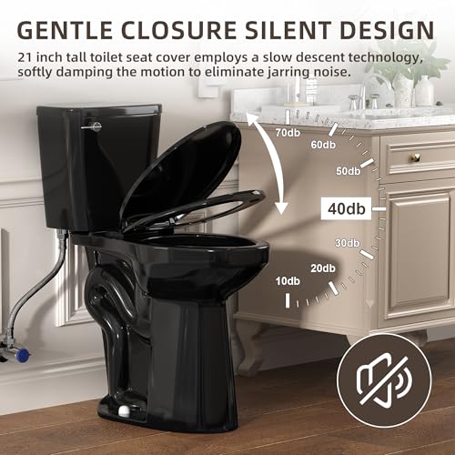 Image of SUPERFLO Black Tall Toilet 21 Inch Extra Tall Toilets for Elderly