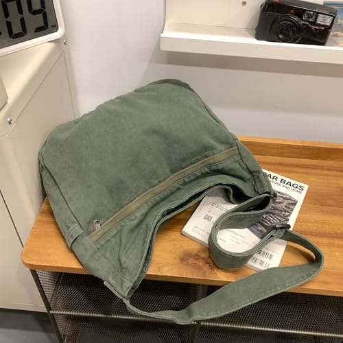 Image of Canvas Hobo Crossbody Shoulder Tote Bag for Women and Men Large Purse Messenger Bag Travel Work Shopping