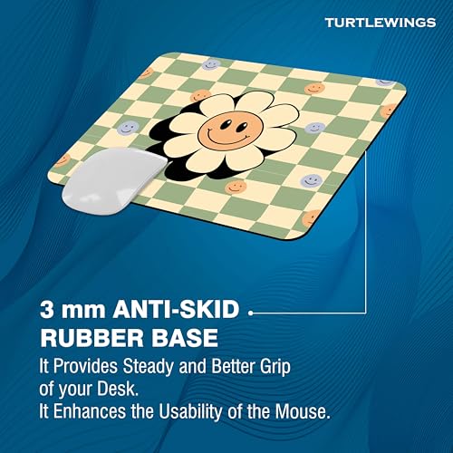 Image of TURTLEWINGS | Mousepad | Abstract Flower Design mausepad - 22x18 cm, 3mm Thick | Abstract Design Non-Slip Rubber Base | Office, Study & Gaming Use | Premium Smooth Surface 02 (Design 11)