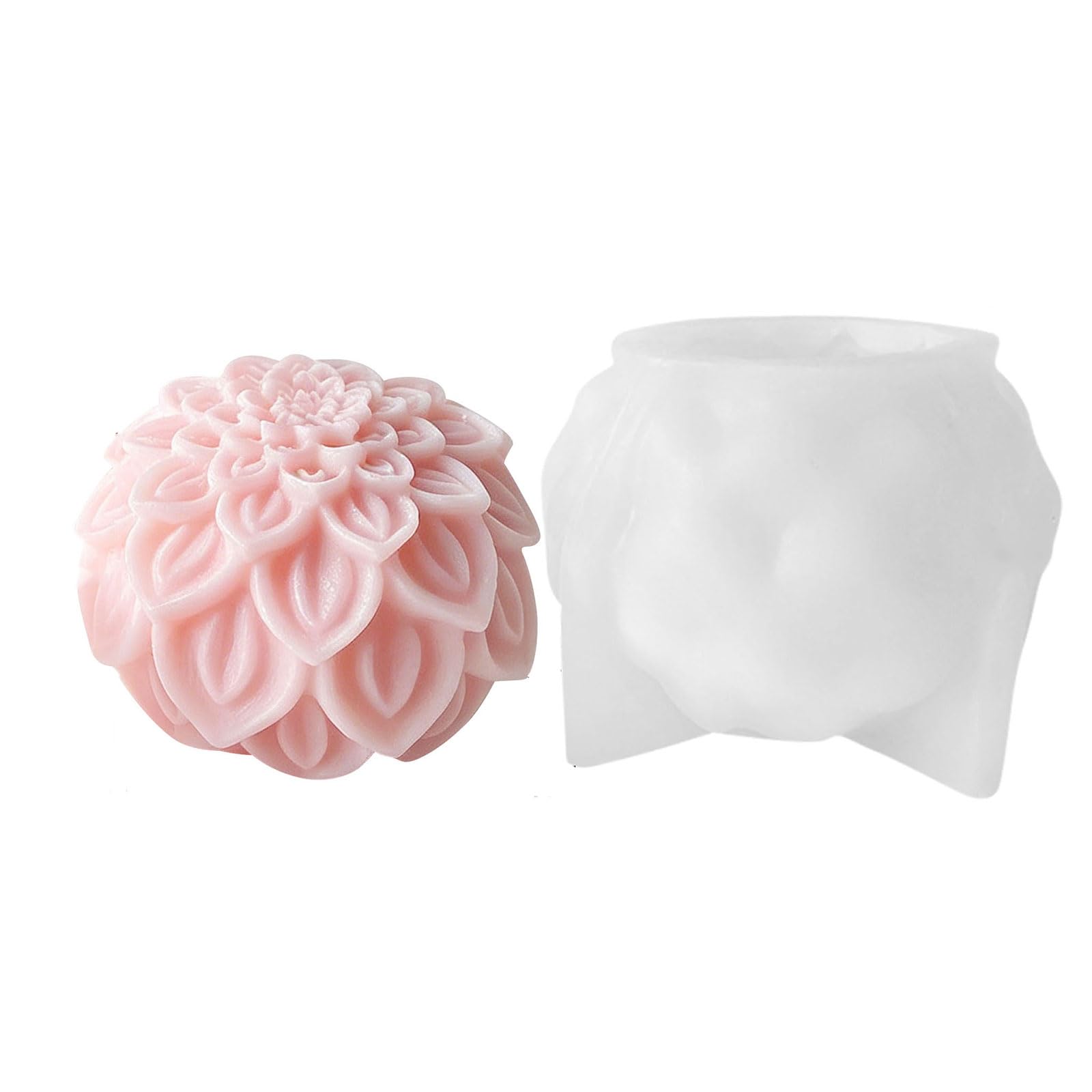 Elnwnnkc Silicone Mold Flower Relief Sphere for Home Making, Decorative Wax, Resin, Soap and Plaster Floral Mold Silicone Wax Sphere Decorative Casting Making Plaster Resin Soap Home