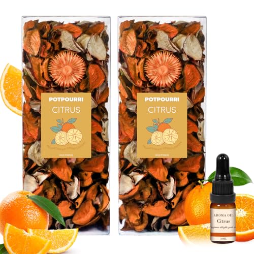 SCENTORINI Citrus Dried Flower Potpourri 240g Orange Petals & Essential Oil
