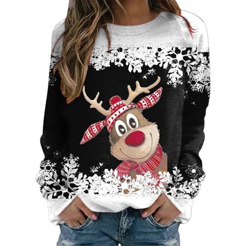 Christmas Sweater Damen Rentier Weihnachtspullover Weihnachtspulli...