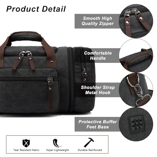 Felipe-Varela-Duffle-Bag-for-Men-Canvas-Expandable-Duffel-Bag-for-Travel-Mens-Carry-On-Luggage-Bag-Traveling-Weekender-Gym-Overnight-Bags-for-Airplanes-Black