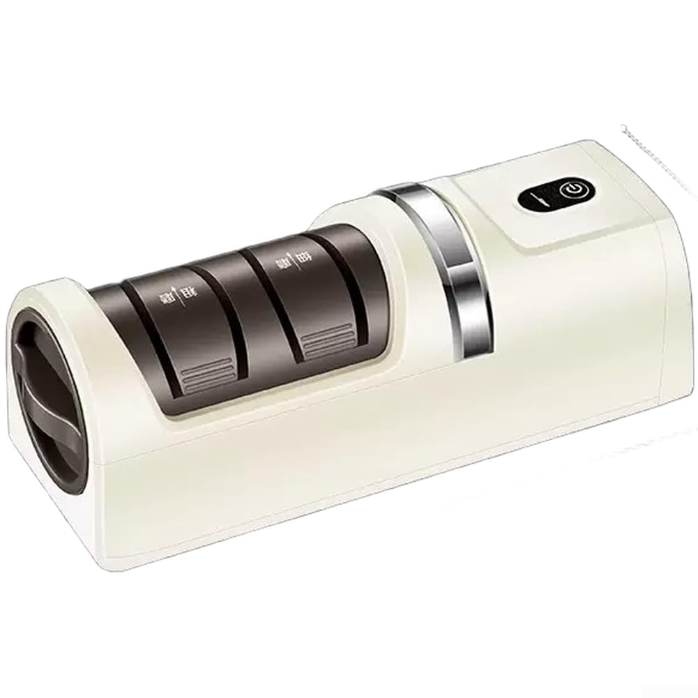 Afilador Eléctrico USB 3 Niveles for para cuchillo Tijera Afilador(White)