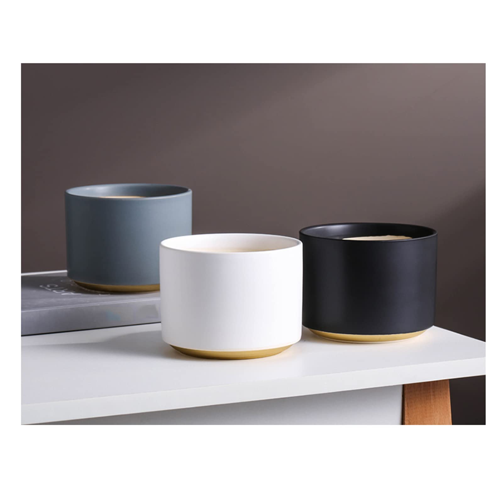 Vasi da Giardino 4.9/5.9/7 "Vaso per Piante - Cilindro Fioriere per Fiori in Ceramica Contenitori Moderni per Piante grasse con Foro di Scarico per Decorazioni per l'home Office