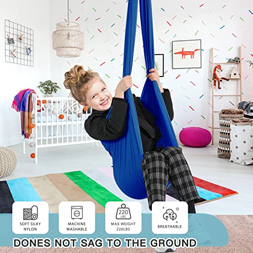 Aokitec Sensory Swing for Kids with Special Needs, Indoor Kids Swing Cuddle Hammock Chair Adjustable Aerial Swing for Children with Autism, ADHD, Asperger, Sensory Integration(Blue) - Image 3