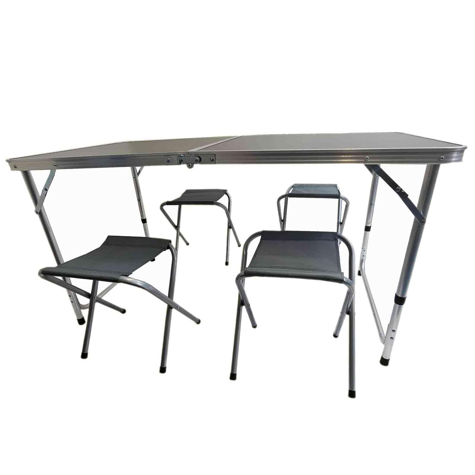 Camping-Sitzgarnitur - klappbar (4 Hocker & 1 Tisch)