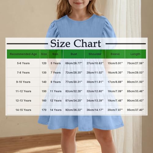 Girls Dresses Cute Puffy Sleeve Square Neck Smocked Flowy Midi Dresses Kids Swing A Line Ruffle Tiered Party Sundress3