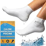 Aquasafe Calze Piscina Impermeabili Anti Verruche in Lattice Calze Nuoto Antiscivolo Scarpe Piscina Bambino Igieniche e Protettive (IT, Numero, 43, 46, Regular, Regular, Extra Grande, White)