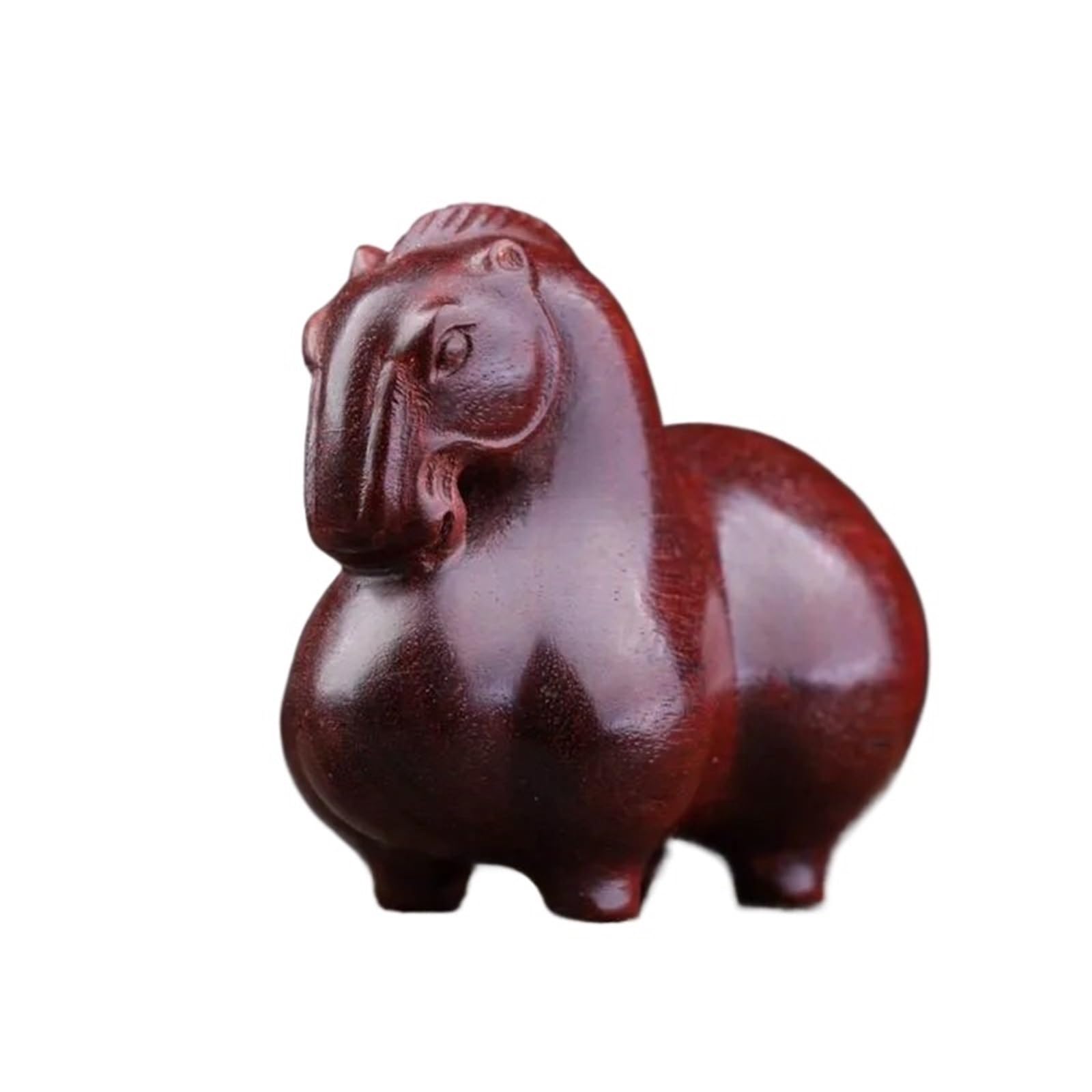Miunihuooo Miniature Figurine Sandalwood Wooden Carving Zodiac Horse Vintage Home Decoration Animal Crafts