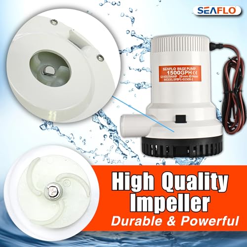 Image of SEAFLO 01 Series 1500 GPH Bilge Pump - 12V, 1-1 /8 inch Outlet, Marine Submersible Pump with Anti-Airlock Protection, CE & Rohs Certified, 4-Year Warranty | Reliable for Boats and Marine Applications