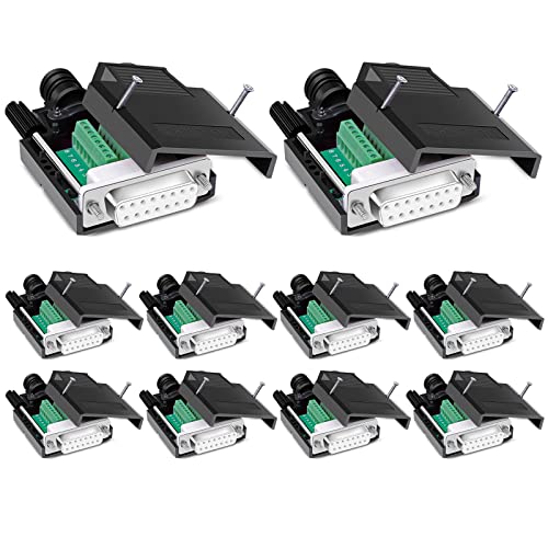Connecteur DB15 sans soudure RS232 D-SUB 15 broches 16mm avec boitier et boulons Lot de 10