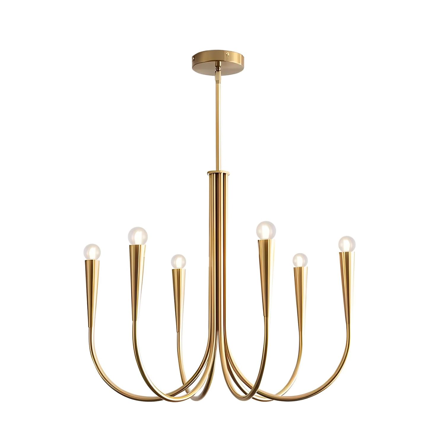 KCO Lighting Lampadario a Candele Dorato,Vintage Altezza Regolabile Lampadari Soggiornoa 6 Luci,Classico Moderno Industriale per Sala da Pranzo Cucina Isola Camera da Letto E14