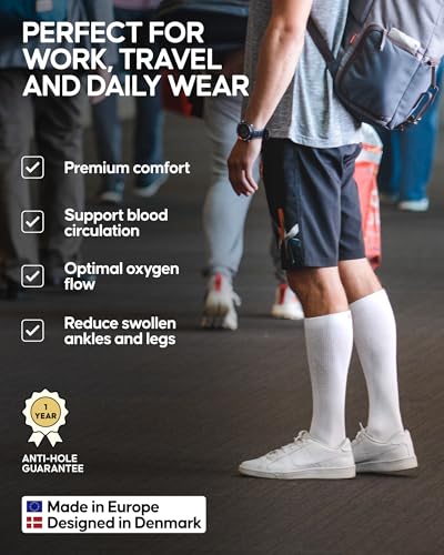DANISH ENDURANCE 14-18 mmHg Compression Socks | Organic Cotton Comfort | Travel & Flight Relief | Unisex 1-3 Pairs3