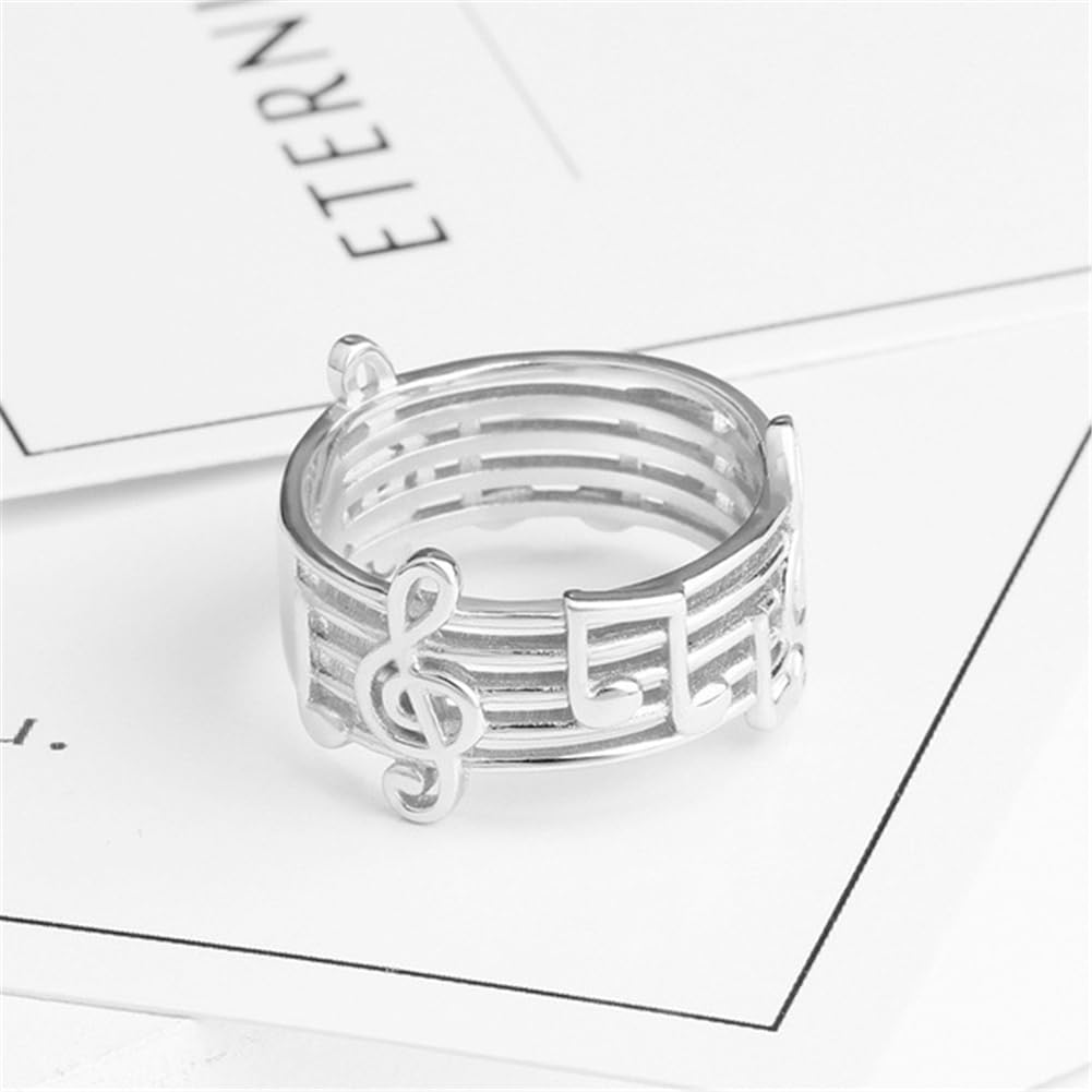 PAMTIER Anello da Uomo in Acciaio Inossidabile con Incisione del Simbolo delle Note Musicali Anello con Simbolo delle Note Bianche e Basse Comfort Fit
