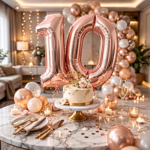 Image of Wanna Party Numerical 1 Rose Gold Balloon for Birthday and Anniversary Party, NUMBER Rose Gold Number Balloon Large Foil Balloon (40inch) (Rose Gold)