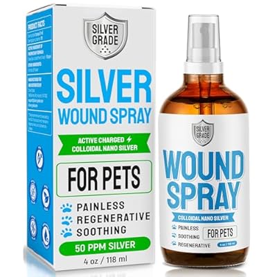 SILVER GRADE Wound Spray for Pets Colloidal Silver Wound Care for Dogs &amp; Cats Helps with Skin Irritation, Hot Spots, Rashes, Scratching, Itch, Bites &amp; Burns Use a Dog Cone 4 oz