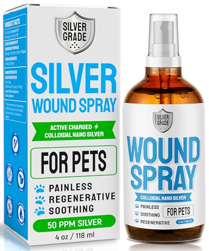 SILVER GRADE Wound Spray for Pets – Colloidal Silver Wound Care for Dogs & Cats – Helps with Skin Irritation, Hot Spots, Rashes, Scratching, Itch, Bites & Burns – Use a Dog Cone – 4 oz
